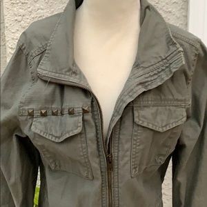 Army Green Jacket w/ Drawstring Waist & Studs - Divided by H&M womens US 8
